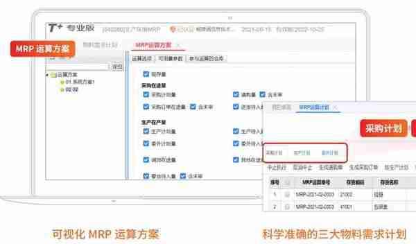 用友生产管理软件-T+cloud系统物料需求计划功能介绍