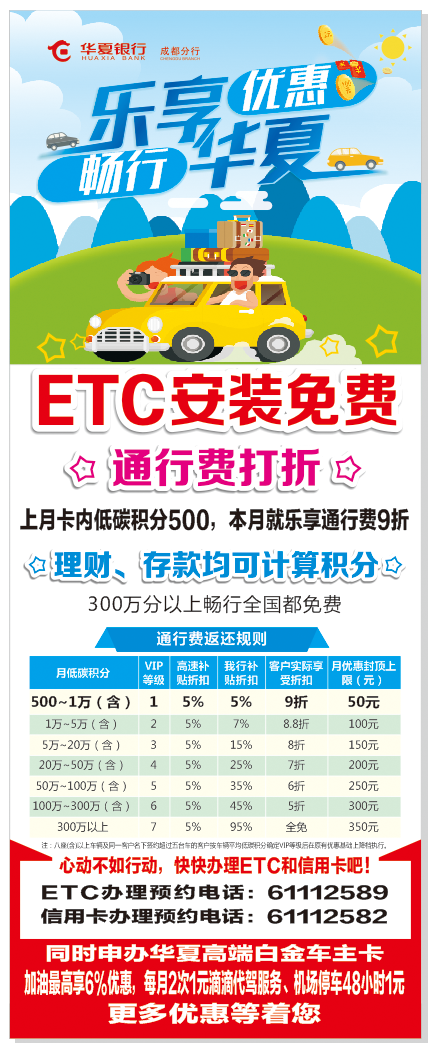 助力ETC便民惠民，华夏成都分行推出多项优惠措施