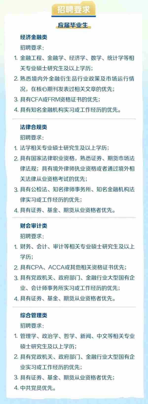 中国金融期货交易所招聘2023年应届毕业生、博士后，12月18日前报名